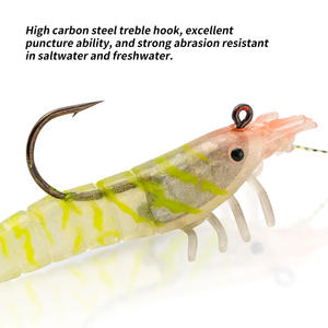 Appât luminescent plat souple de 80 mm 10 g avec hameçons, petit <span class=keywords><strong>crevettes</strong></span> d'herbe, <span class=keywords><strong>crevettes</strong></span> qui brillent dans le noir, petits leurres de pêche - Product Image 4