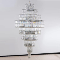 Lustre de villa en cristal de luxe haut de gamme, taille moyenne, pour hall, lampe principale, lampe de loft vide, lampe d'escalier moderne à LED