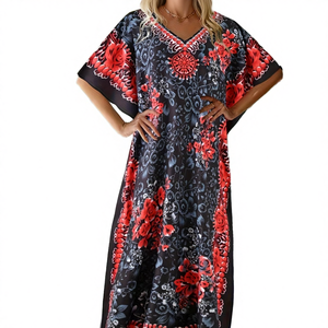 Robe caftan pour femmes Renxiang personnalisée, dessinée à la main, modeste, abaya perlée, polyester respirant, fabriqué en Chine, en stock, pour femmes musulmanes - Product Image 4