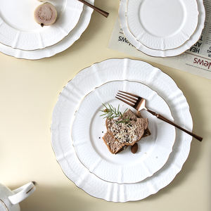 Service de table crocheté en porcelaine, vaisselle de cuisine, assiettes de Restaurant de luxe, allemand <span class=keywords><strong>portugais</strong></span> et américain, en céramique blanche - Product Image 2