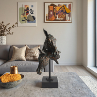 Sculpture de tête de cheval en fonte 3D soudée, figurine de cheval abstraite en métal imprimée UV pour la décoration intérieure