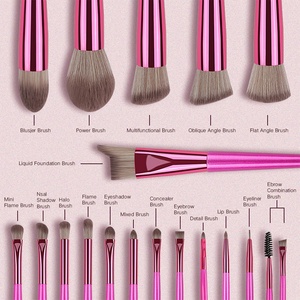 Ensemble de 18 pinceaux de <span class=keywords><strong>maquillage</strong></span> professionnels en fibres synthétiques roses, pour la vente en gros en usine, avec poils doux et manche en bois, pour un application de correcteur sans démarcation - Product Image 5