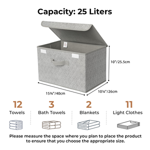 <b>Collapsible</b> Wardrobe <b>Storage</b> Boxes with Lid Fabric Baskets for Shelves Organising Clothes - Product Image 6