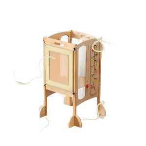 Tour d'apprentissage pliable en bois pour tout-petits, tabouret de cuisine, tour d'apprentissage pour aider à la position debout, sécurisée pour les cours en ligne, réglable avec craie - Product Image 5