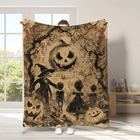 Couverture en flanelle Halloween Sorcière Citrouille Araignée, Plaid, Couverture de sieste, Décoration d'automne, Thème Trick or Treat, Douillette, Chaude, Ultra douce, Personnalisée
