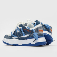 Chaussures de skate unisexes à lacets avec logo personnalisé, dessus en denim, semelle épaisse pour hommes, baskets de sport pour la marche, automne été