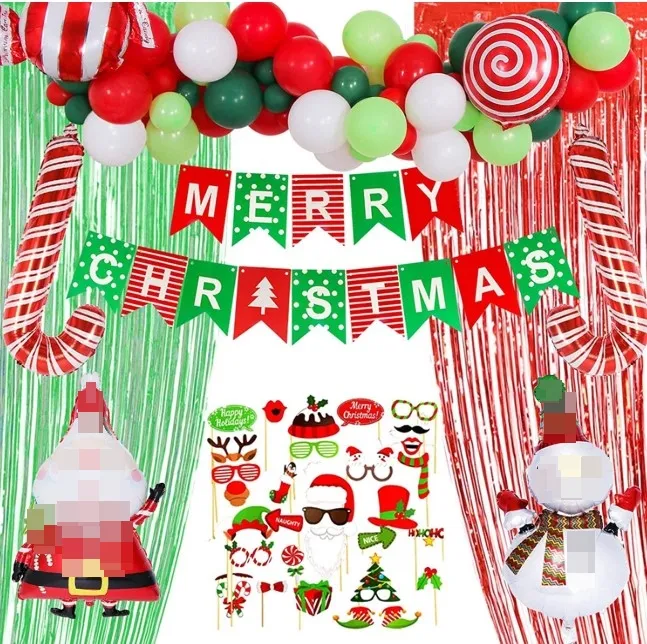 Merry Christmas Balloon and photo pros Decor Santa Elk Snowman latex Christmas balloons kit Garland Arch for Xmas party supplies