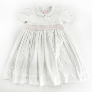 Robe smockée pour fille, vêtements pour enfants, boutique, fabrication artisanale, été, Noël, robe smockée en coton rose - Product Image 6