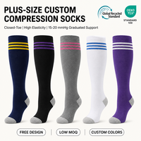Chaussettes de compression montantes pour femmes grandes tailles, personnalisées, 15-20 mmHg, tricot lisse, performance, tube long, pour allaitement, OEM, vente en gros