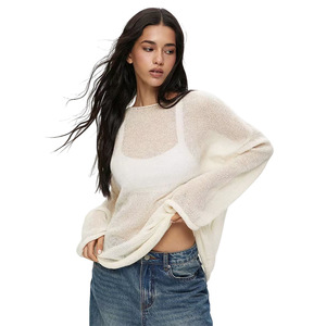 Maglione da <span class=keywords><strong>donna</strong></span> in <span class=keywords><strong>maglia</strong></span> traforata, scollo rotondo, sexy, sottile e trasparente - Product Image 4