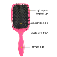 Brosse à shampoing magique avec manche en plastique Brosse à cheveux creuse Abs Douche humide pour cheveux épais bouclés Peigne à cheveux