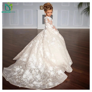 Abito <span class=keywords><strong>da</strong></span> <span class=keywords><strong>Cerimonia</strong></span> Floreale per Bambine 6-12 Anni, Vestito Bianco Formale <span class=keywords><strong>da</strong></span> Matrimonio con Decorazioni a Fiori e Volant per le Stagioni Estive - Product Image 1