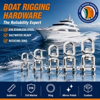 Chaîne d'ancre marine en acier inoxydable 316, émerillon à œil et à mâchoire, 6x66 mm, anneau rotatif pour gréement, accessoires pour yacht et bateau