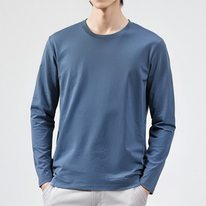 T-Shirt a maniche lunghe camicia <span class=keywords><strong>da</strong></span> <span class=keywords><strong>uomo</strong></span> a collo rotondo Casual <span class=keywords><strong>su</strong></span> <span class=keywords><strong>misura</strong></span> t-Shirt a fondo tinta unita - Product Image 3