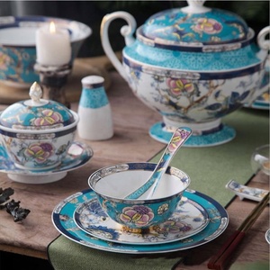 Lot de 68 pièces de vaisselle en porcelaine tendance, motif oiseau porte-bonheur chinois classique, pour la décoration de salon et de maison - Product Image 5