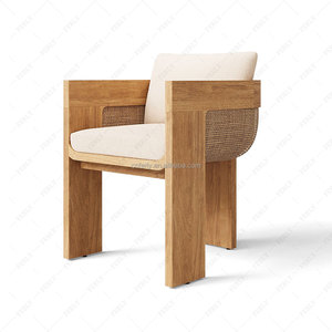 Açık veranda bahçe restoran için FERLY katı tik kollu yemek sandalyesi tüm hava yüksek-sırtlı sandalye - Product Image 2