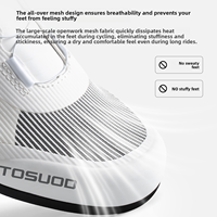TOSUOD – chaussures de cyclisme en maille respirante, baskets de vélo de route et vtt, semelle en caoutchouc légère de 258g, boucle rotative, 38-46, blanc