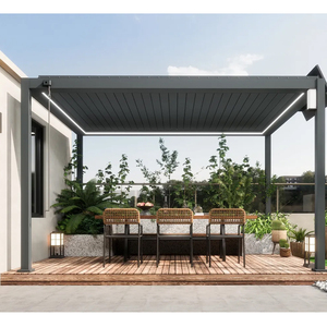 Pergola moderne minimaliste en aluminium, gazebo motorisé à lames orientables couleur personnalisée avec LED pour projets mondiaux - Product Image 4