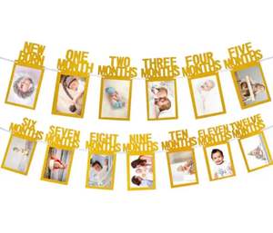 عيد ميلاد الطفل الجديد وضع خلفية حفلة عيد ميلاد 12 شهرا لافتة الطفل الأول صور العلم - Product Image 1