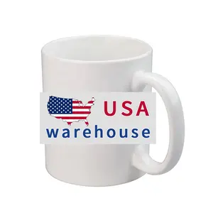 USA WAREHOUSE送料無料卸売セラミックマグベスト11オンスホワイト昇華11オンスマグタンブラーカスタムカップ昇華用