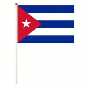 Drapeau à main personnalisé en polyester 14x21cm du Cuba, imprimé, anti-plis, pour défilés, célébrations et événements sportifs - Product Image 1