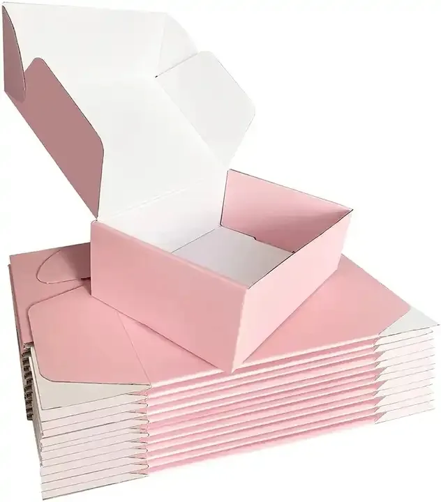 Розовые коробки с принтом на заказ, упаковка для обуви, откидная крышка, гофрированная картонная коробка для упаковки обувных коробок