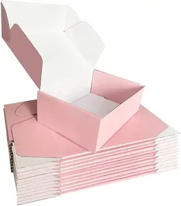 Custom Printed Pink Boxes Packaging Shoes Flip Cover Corrugated Cardboard Shipping Box For Packaging Shoe Boxes