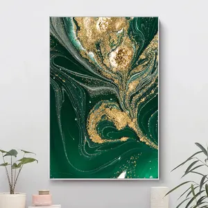 Soggiorno Decor foglio di alluminio moderno creativo nordico verde oro immagine astratta marmo pittura a olio verde astratto