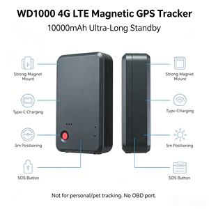 Traceur <span class=keywords><strong>GPS</strong></span> magnétique 4G pour moto WD1000, localisateur antivol en temps réel avec bouton SOS et surveillance vocale - Product Image 1