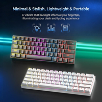 Blue Switch Gaming Keyboard 60% Compact 61 Keys PBT Material USB Type-C Wired Rainbow Backlit Mechanical Keyboard for Desktop