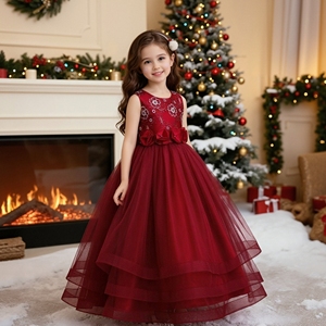 Robe de mariée longue style occidental pour fille, robe en tulle moelleux pour grande fille, pour 12 ans, robe de bal, robe de fête pour enfants - Product Image 2