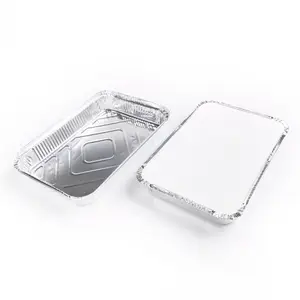 China manufacturer 12 inch Food grade disposable rectangular tin foil container 1800ml aluminum foil disposable plates