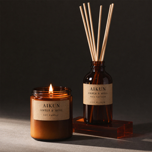 Aikun - Juego de Difusores de Aroma de Vidrio Redondos de 103 ml con Logotipo Impreso, Caja de Cartón Kraft, Aroma Duradero, para Tiendas de Regalos, MOQ Bajo, Entrega Rápida - Product Image 2