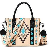 Tas jinjing wanita Boho kanvas Aztec bordir dekorasi penutup ritsleting tas tangan dompet Bahu kartun dapat digunakan kembali