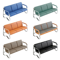 Banc de siège moderne en cuir pour aéroport, canapé 3 places pour passagers, chaise de visiteur pour salle d'attente d'hôpital ou bureau