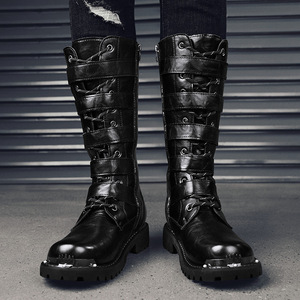 Botas de Motocicleta para Hombre, Estilo Punk Heavy Metal, Cuatro Estaciones, Talla Grande, Retro, Versátiles, a la Moda, para Trabajo - Product Image 3