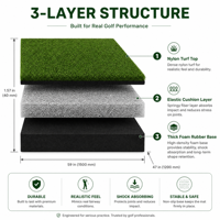 Tapis de frappe de golf en nylon 153D tricoté à la chaîne, très résistant - Tapis de gazon élastique 3 couches 1,5x1,5m personnalisable, le plus résistant aux chocs