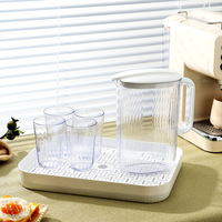 Vente chaude 2000 ml Transparent Bouilloire Filtre Cruche avec 4 Tasses Résistance À La Chaleur Ambre Couleur Pichet À Eau Pichet Ensemble avec Couvercle