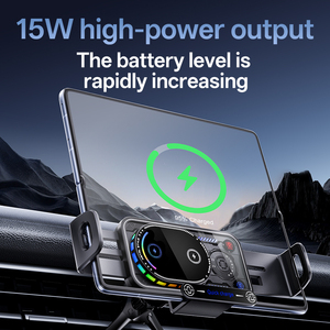 Nouvelles idées de produits 2025 <span class=keywords><strong>chargeur</strong></span> sans fil de voiture avec support de téléphone pliable à double bobine RVB voiture 15w pour iPhone pour <span class=keywords><strong>Samsung</strong></span> Z Fold - Product Image 2