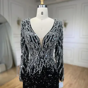 Serene Hill Abito da Sera Arabo Nero Elegante Stile Sirena con Perline per Feste 2024 LA72220 Personalizzabile - Product Image 6