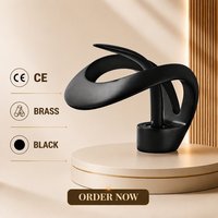 Robinet de lavabo de salle de bain monocommande chaud/froid en laiton noir mat certifié CE, à poser sur comptoir, vente en gros