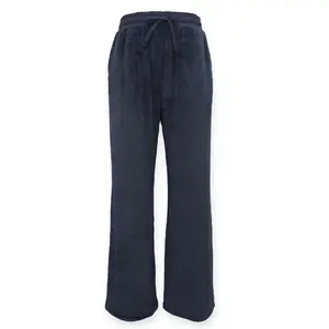 Celana panjang santai untuk wanita, celana panjang Velvet Luxe 255Gsm nyaman pinggang elastis kualitas tinggi untuk musim dingin