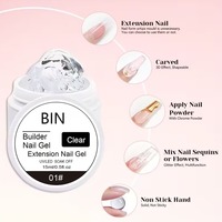 Gel de construction pour ongles BIN 15ml sans HEMA, sans résidu, blanc laiteux, effet fleur, OEM, non collant, doux, solide, pour extension d'ongles et nail art 3D