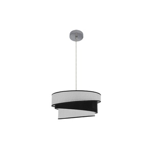 Lampada a Sospensione 1xE27 in Cromo e Bianco-Nero, Dimensioni 40x40 cm, Ideale per Illuminazione Decorativa e Funzionale - Product Image 1