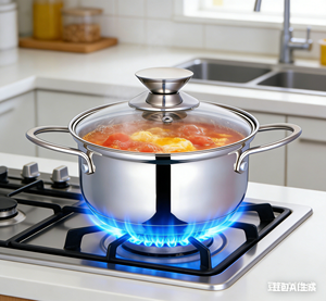 Casserole en acier inoxydable <span class=keywords><strong>Fissler</strong></span> 304, fabrication indienne, vente en gros, 2 pièces, ensemble de cuisine de luxe de qualité supérieure, marmites à soupe et à bouillon - Product Image 4