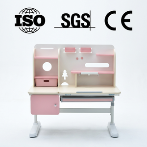 Bureau d'étude ergonomique pour enfants en bois massif, réglable en hauteur, avec plateau inclinable de 0 à 60 degrés, idéal pour chambre et espace d'étude - Product Image 1