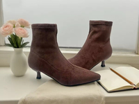 Bottines d'hiver pour femmes en cuir PU, talon fin 5-8 cm, chaussures à bout fermé, style tendance, faciles à enfiler