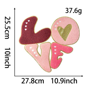 Bestseller zum Valentinstag: Chenille-Aufbügelpatches mit Goldglitter-Pailletten, Bestickte 'Be Mine' XOXO Love Valentine Logo Deko-Patches - Product Image 2
