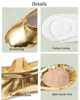 Zapatos de Ballet de Cuero con Logotipo Personalizado OEM para Niñas y Mujeres, Zapatos de Entrenamiento de Danza para Principiantes, Suela Partida, Zapatos para Actuaciones Escénicas