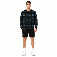 Sweat-shirt à col rond pour homme en tricot Fair Isle personnalisé avec impression intégrale pour les fêtes de Noël